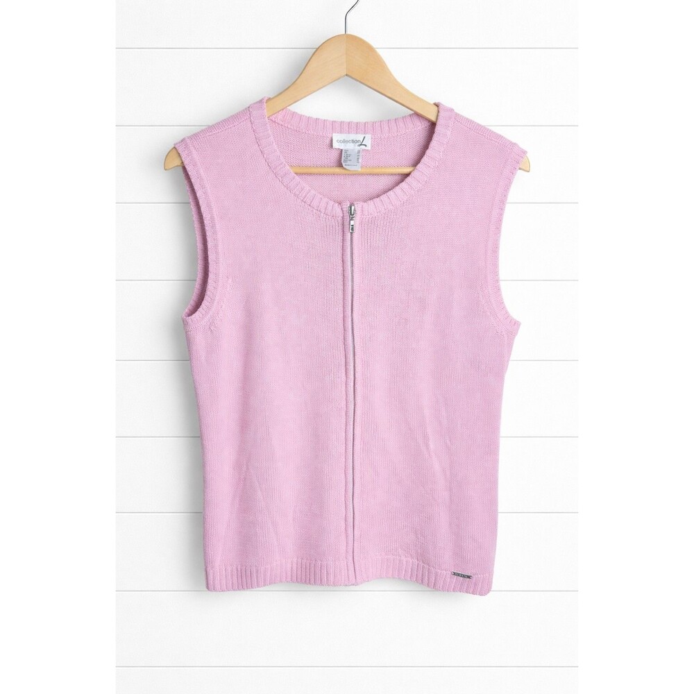 Collection L Cotton Blend  Pink Sweater  Zip Up Vest 14
